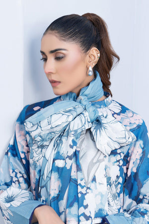 3 Piece Unstitched Blue Printed Lawn - (Vol-99/19)3P-S-25-D4 - SAFANOOR