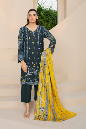 3 Piece Unstitched Bottle Green Printed Khaddar - (Vol-111/10)D10 - SAFANOOOR