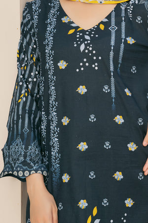 3 Piece Unstitched Bottle Green Printed Khaddar - (Vol-111/10)D10 - SAFANOOOR