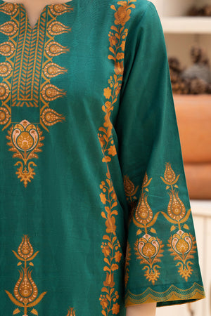 3 Piece Unstitched Bottle Green Printed Khaddar - (Vol-111/10)D4- SAFANOOOR