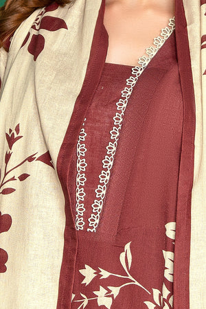 3 Piece Unstitched Brown Printed Cotton - (Vol-110/13)D2 - SAFANOOOR