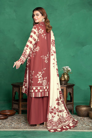 3 Piece Unstitched Brown Printed Cotton - (Vol-110/13)D2 - SAFANOOOR