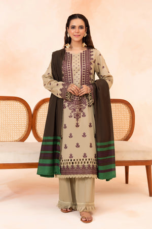 3 Piece Unstitched Burlywood Premium Embroidered Self Jacquard Lawn Suit By Safa Noor Summer 26 Nazneen Collection