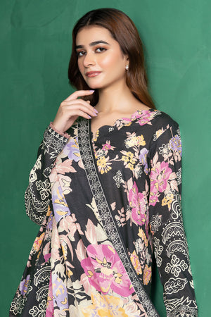 3 Piece Unstitched Charcoal Black Printed Cotton - (Vol-110/13)D6 - SAFANOOOR