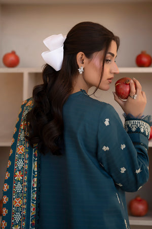 3 Piece Unstitched Charcoal Premium Embroidered Lawn - Safa Noor