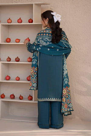 3 Piece Unstitched Charcoal Premium Embroidered Lawn - Safa Noor