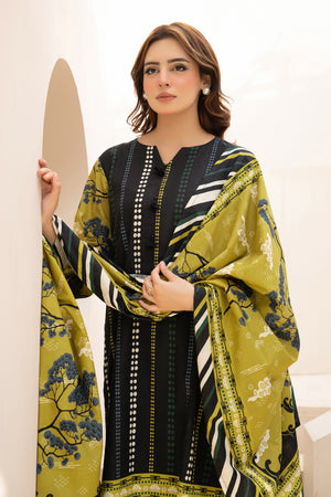 3 Piece Unstitched Chic Black Printed Khaddar - (Vol-111/10)D3 - SAFANOOOR