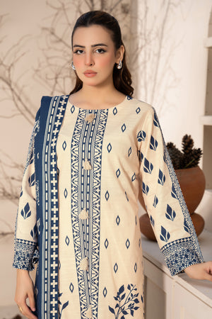 3 Piece Unstitched Cream Printed Khaddar - (Vol-111/10)D1 - SAFANOOOR