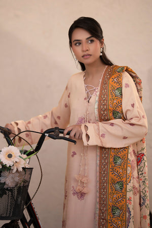 3 Piece Unstitched Desert Sand Premium Embroidered Lawn - Safa Noor
