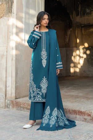 3 Piece Unstitched Dye Warm Naps Blue Chill Suit