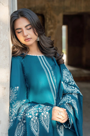 3 Piece Unstitched Dye Warm Naps Blue Chill Suit