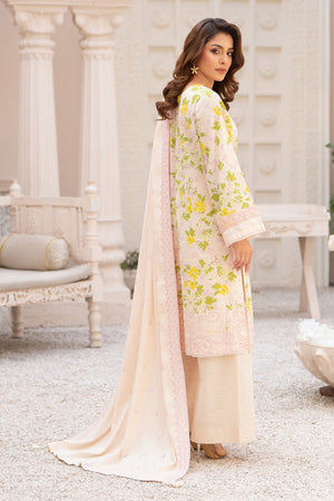 3 Piece Unstitched Embroidered Antique white Khaddar