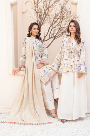 3 Piece Unstitched Embroidered Soft Amber Khaddar