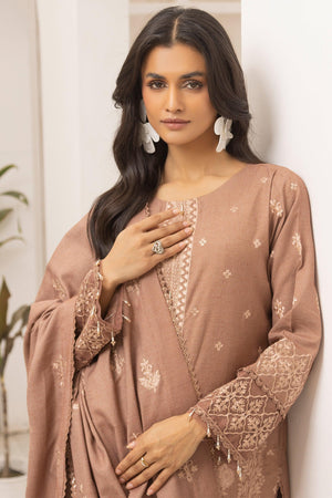 3 Piece Unstitched Fawn Brown - SafaNoor