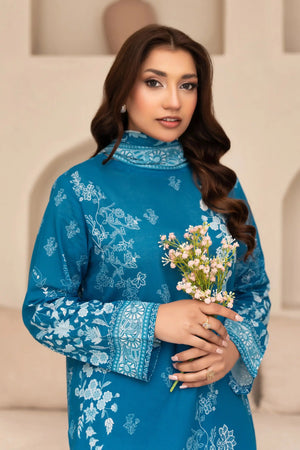 3 Piece Unstitched French Blue Premium Printed Lawn Suit By Safa Noor Summer 2026 Niga Collection