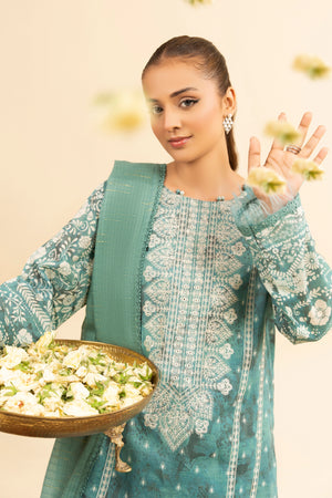 3 Piece Unstitched Grayish Green Premium Embroidered Jacquard Lawn Suit By Safa Noor Summer 2026 Dahlia Collection