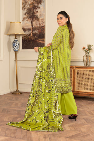3 Piece Unstitched Green Printed Lawn - (Vol-104/24)3P-S-25-D11 - SAFANOOR