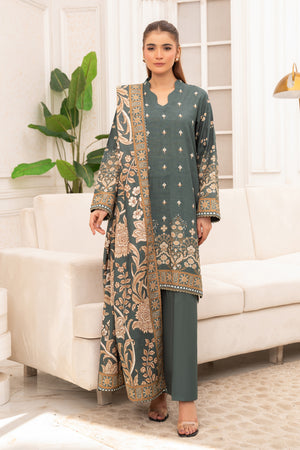 3 Piece Unstitched Grey Premium Khaddar - (Vol-116/12)D9 - SAFANOOOR