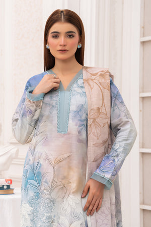 3 Piece Unstitched Ice Blue Premium Khaddar - (Vol-116/12)D5- SAFANOOOR