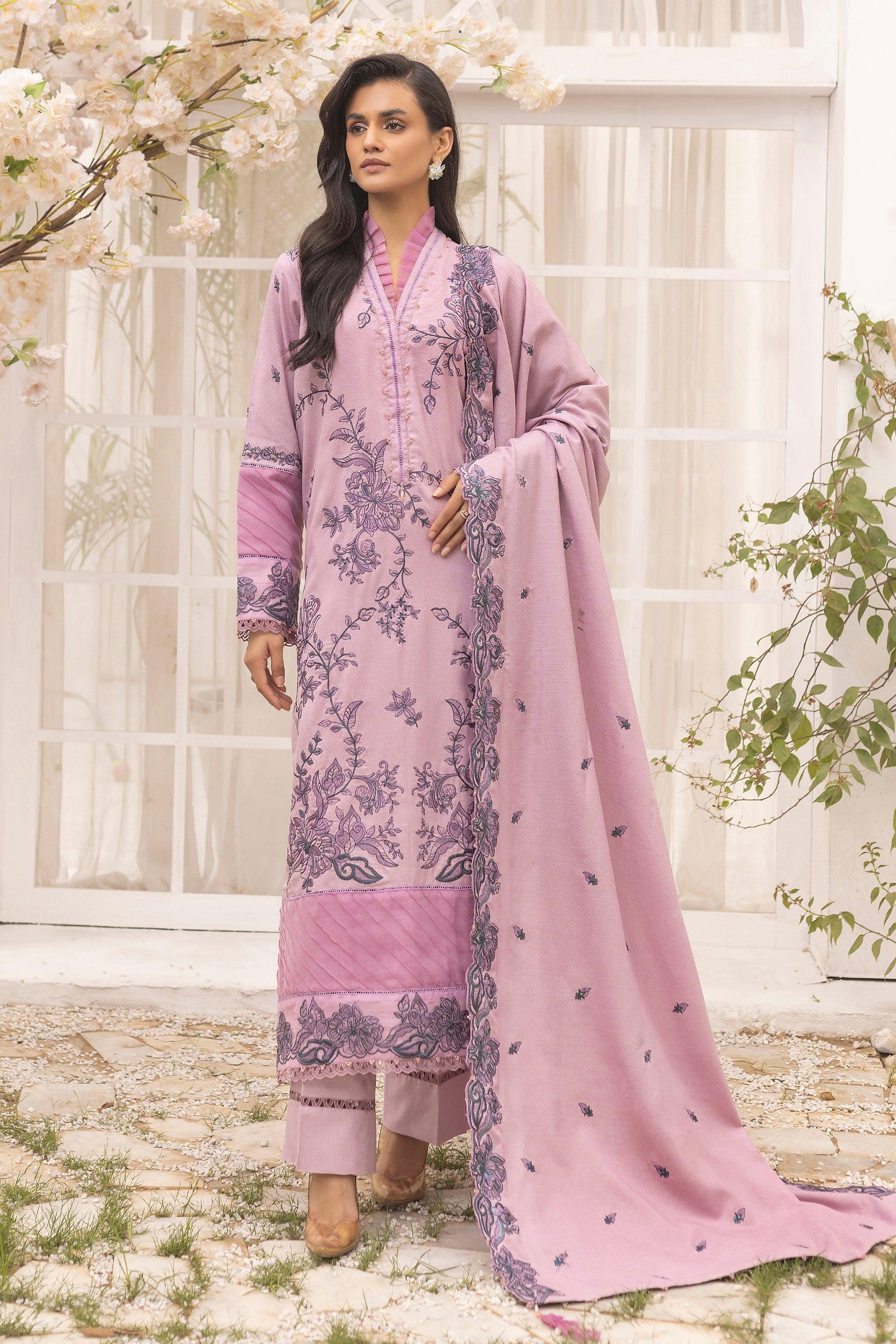 3 Piece Unstitched Lavender Purple - SafaNoor