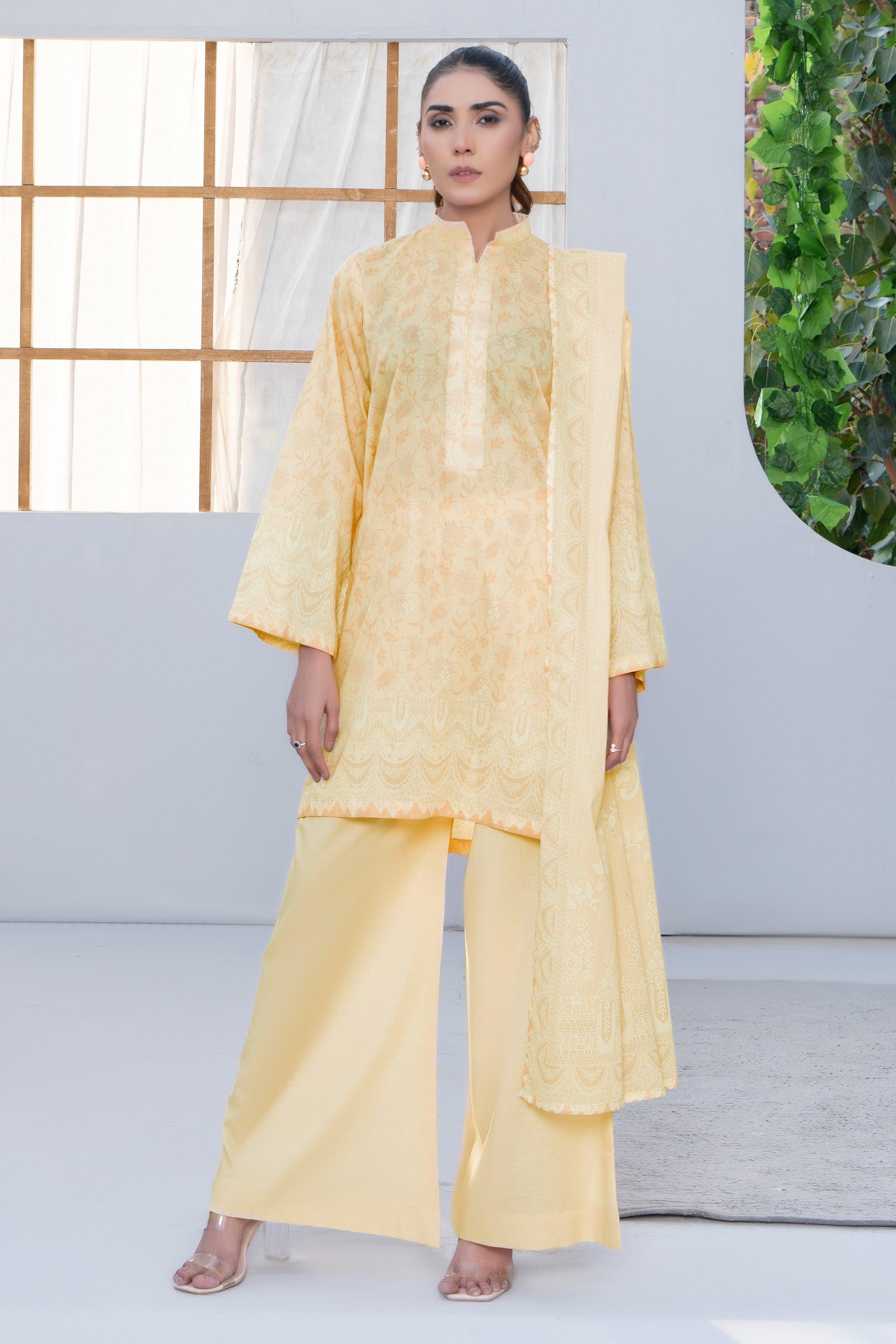 3 Piece Unstitched Lemon Printed Lawn - (Vol-99/19)3P-S-25-D6 - SAFANOOR