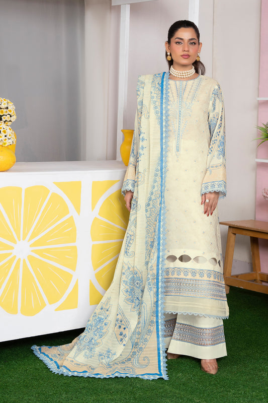 3 Piece Unstitched Lemon Printed Lawn - (Vol-107/09)3P-S-25-D3 - SAFANOOR