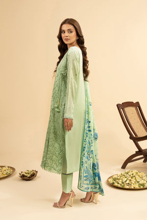 3 Piece Unstitched Light Green Premium Embroidered Jacquard Lawn Suit By Safa Noor Summer 2026 Dahlia Collection