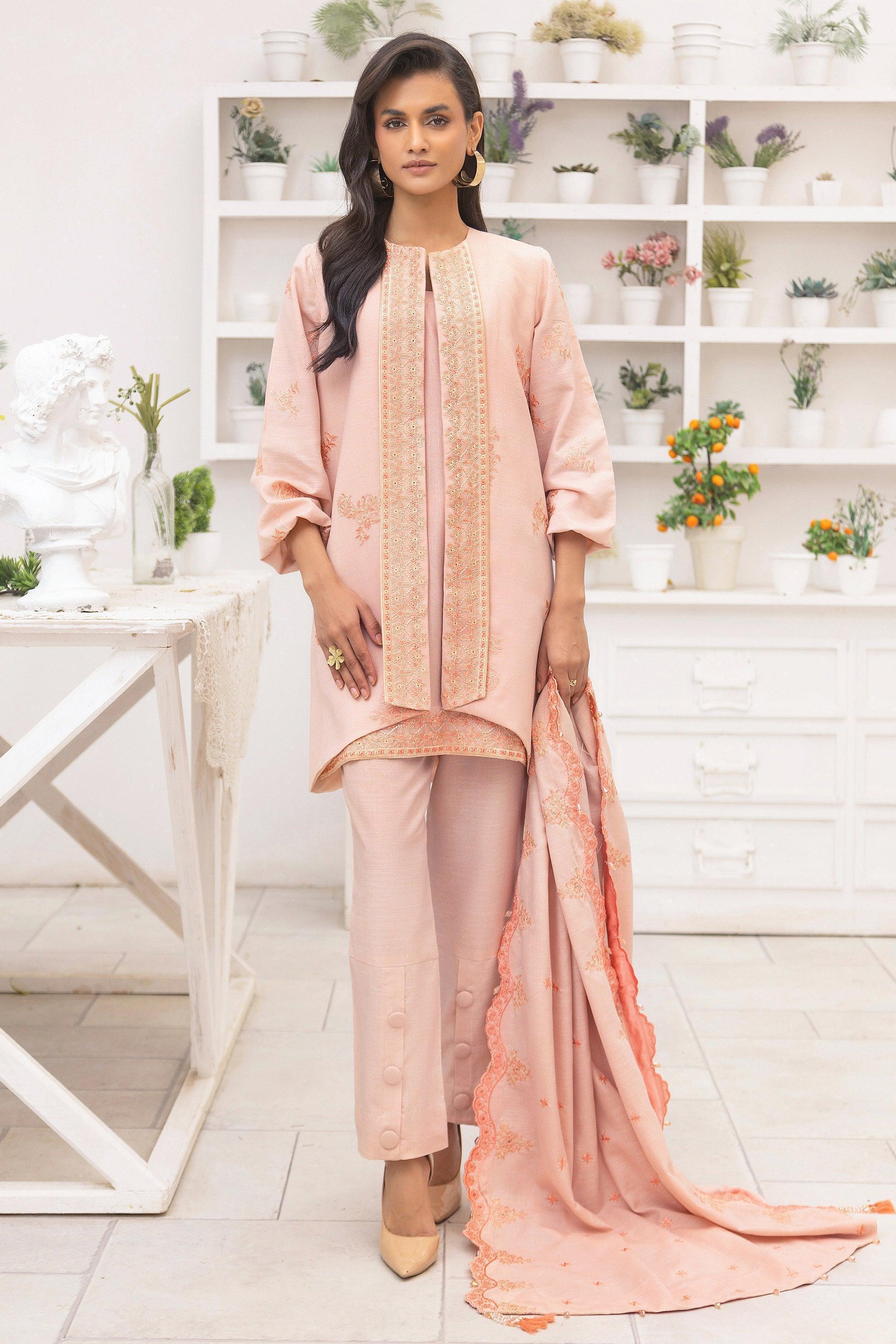 3 Piece Unstitched Light Orange - SafaNoor