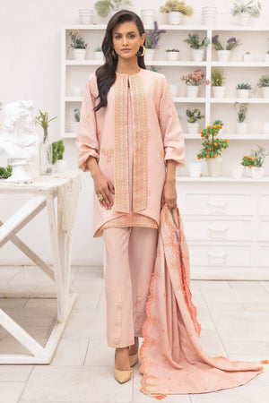 3 Piece Unstitched Light Orange - SafaNoor