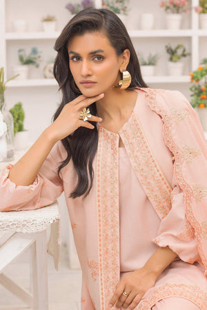 3 Piece Unstitched Light Orange - SafaNoor