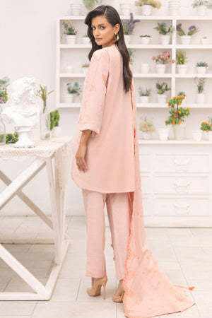 3 Piece Unstitched Light Orange - SafaNoor