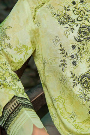 3 Piece Unstitched Lime Green Embroidered Lawn - SafaNoor