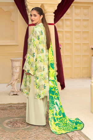 3 Piece Unstitched Lime Green Printed Linen - (Vol-114/08)D7 - SAFANOOOR