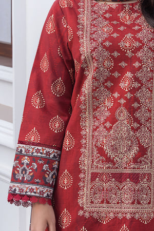 3 Piece Unstitched Maroon Embroidered Khaddar - (Vol-115/08)D5 - SAFANOOOR