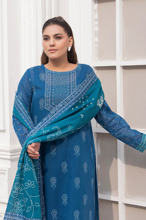 3 Piece Unstitched Mid Blue Premium Printed Lawn Suit by Safa Noor Nigaah Collection Summer 2026