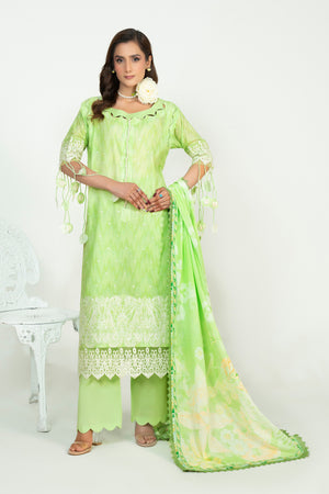 3 Piece Unstitched Mint Green Embroidered Lawn - (Vol-105/06)3P-S-25-D6 - SAFANOOR