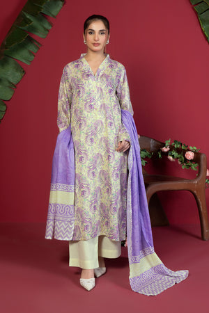 3 Piece Unstitched Mint Printed Lawn - (Vol-106/23)3P-S-25-D4 - SAFANOOR