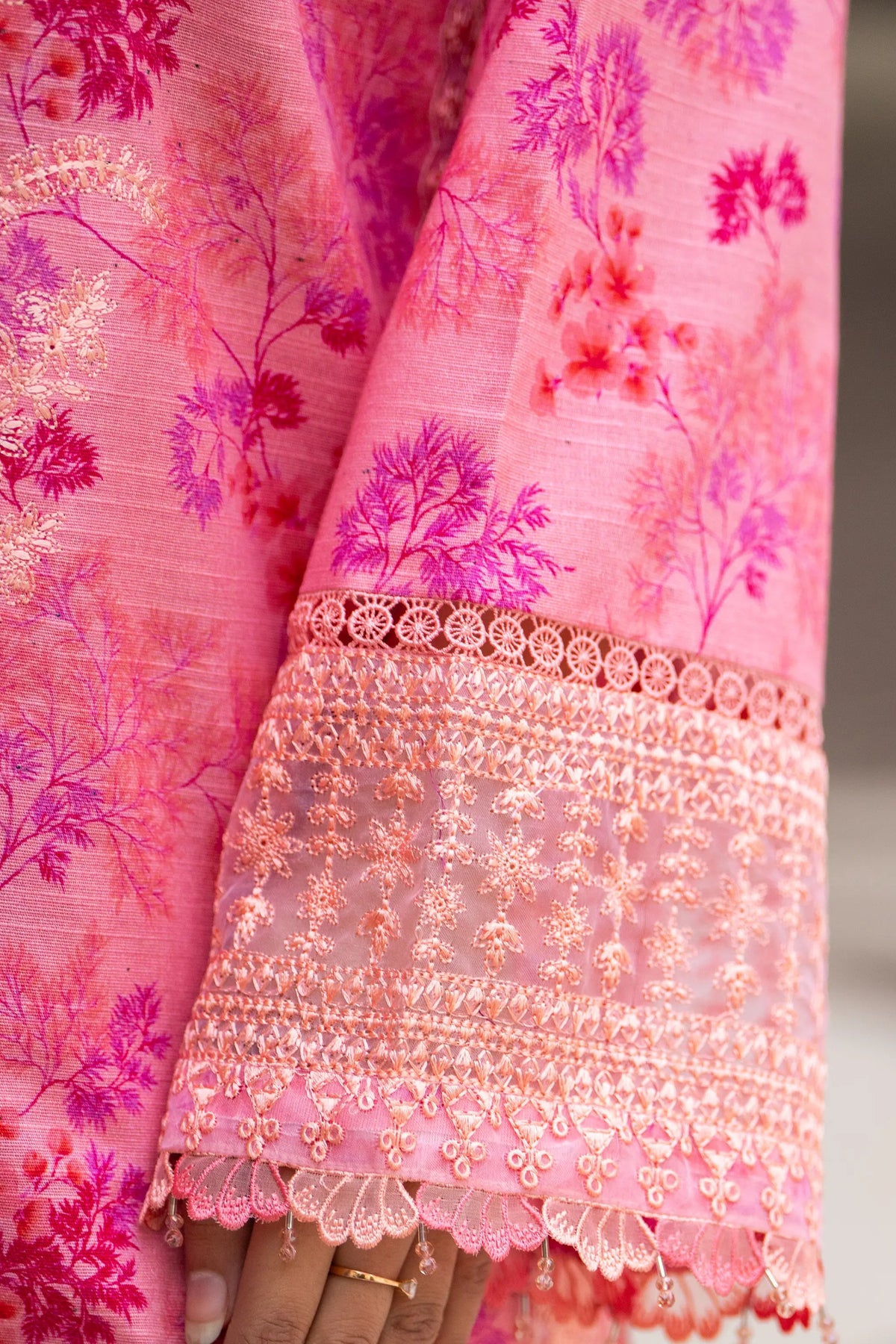 3 Piece Unstitched Naps khaddar Rose Pink Suit - Safa Noor