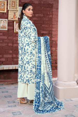 3 Piece Unstitched Off-White Printed Khaddar - (Vol-111/11)D9 - SAFANOOOR