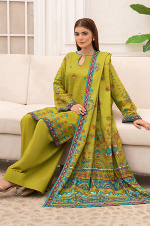 3 Piece Unstitched Olive Premium Khaddar - (Vol-116/12)D2 - SAFANOOOR