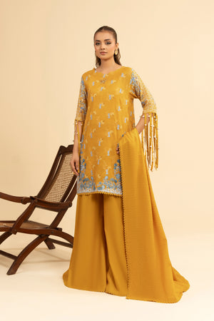 3 Piece Unstitched Orange Premium Embroidered Jacquard Lawn Suit By Safa Noor Summer 2026 Dahlia Collection