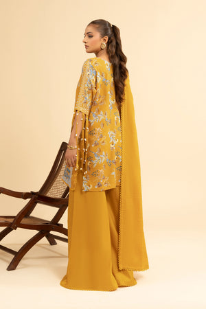 3 Piece Unstitched Orange Premium Embroidered Jacquard Lawn Suit By Safa Noor Summer 2026 Dahlia Collection