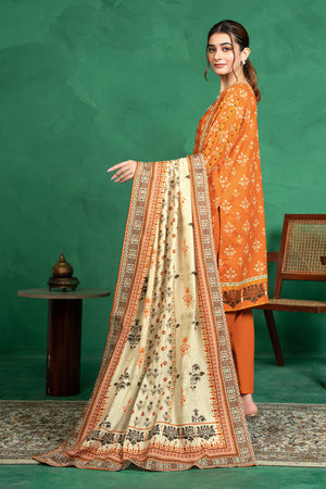 3 Piece Unstitched Orange Printed Cotton - (Vol-110/13)D4 - SAFANOOOR