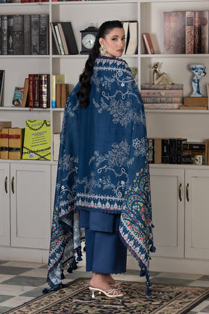 3 Piece Unstitched Oxford Blue Luxury Embroidered Lawn Suit