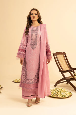 3 Piece Unstitched Pale Pink Premium Embroidered Jacquard Lawn Suit By Safa Noor Summer 2026 Dahlia Collection