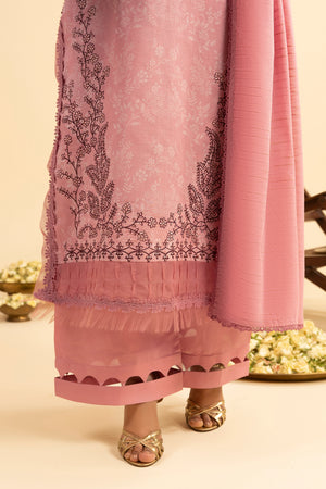 3 Piece Unstitched Pale Pink Premium Embroidered Jacquard Lawn Suit By Safa Noor Summer 2026 Dahlia Collection