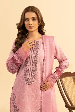 3 Piece Unstitched Pale Pink Premium Embroidered Jacquard Lawn Suit By Safa Noor Summer 2026 Dahlia Collection