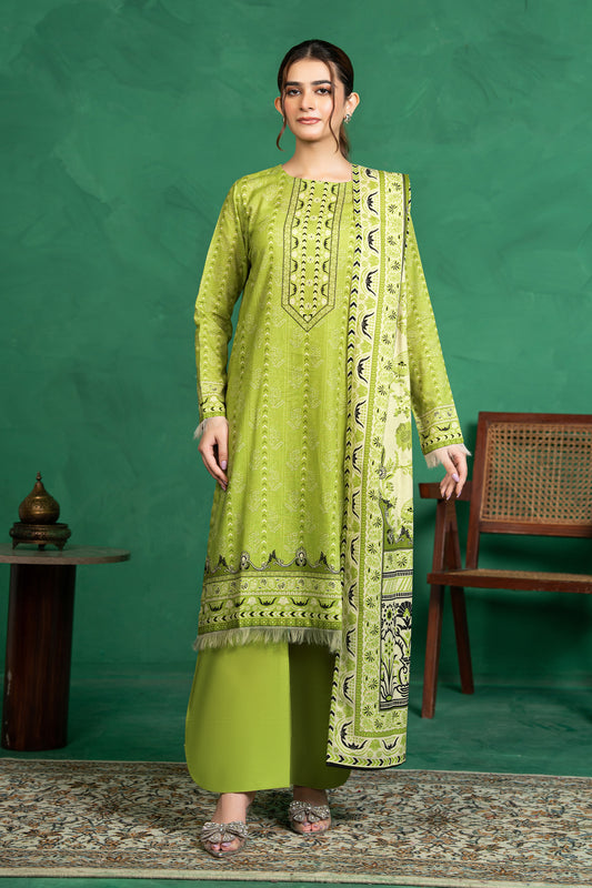 3 Piece Unstitched Parrot Green Cotton - (Vol-110/13)D12 - SAFANOOOR