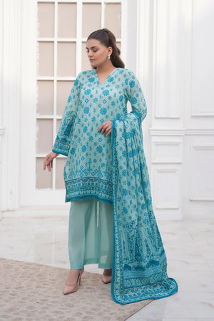 3 Piece Unstitched Pastel Blue Premium Printed Lawn Suit by Safa Noor Nigaah Collection Summer 2026