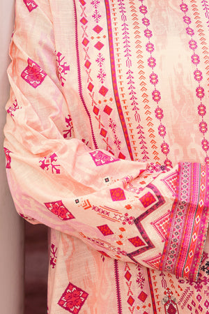 3 Piece Unstitched Peach Printed Khaddar - (Vol-111/11)D7 - SAFANOOOR